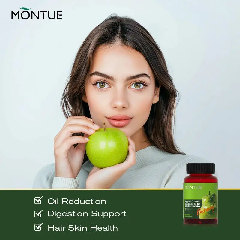 MONTUE Apple Cider Vinegar + B12 Complex | Probiotic & Multivitamin Gummies | 60 Count - GlobalAiStore