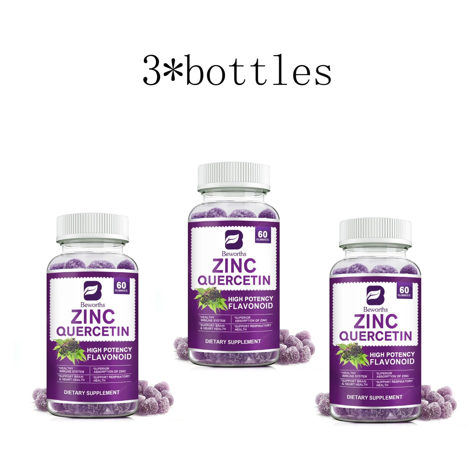 Premium Quercetin Complex Gummies | Immune & Respiratory Support | With Bromelain, Elderberry, Zinc & Vitamin C - GlobalAiStore